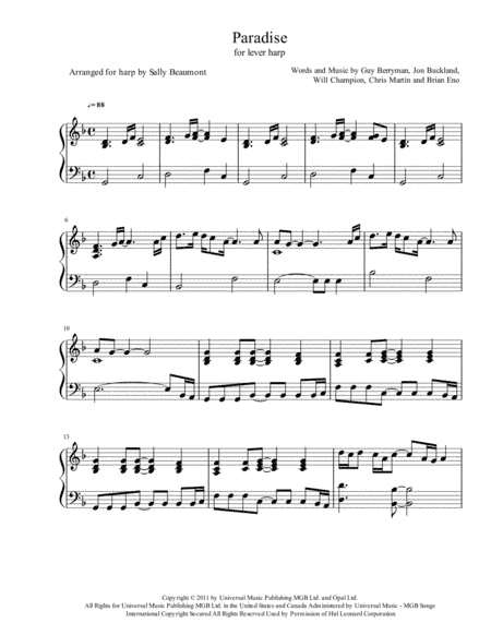 Paradise (arr. Sally Beaumont)