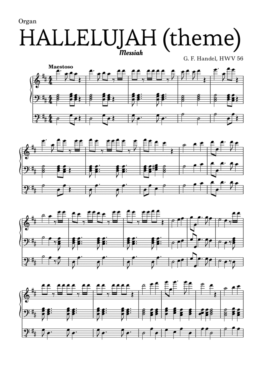 Aleluia (HALLELUJAH), of the Messiah - for Organ and chords (arr. Leyandder Trustworthy)