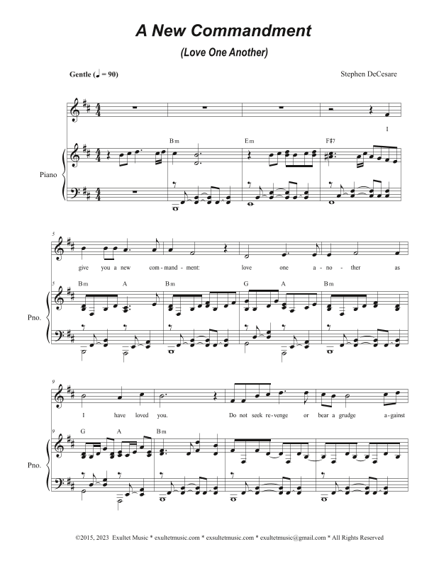 A New Commandment (Love One Another) (Unison choir - High Key)