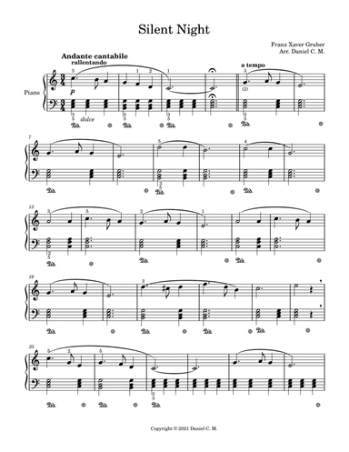 Silent Night for piano (very easy) (arr. Daniel C. M.)