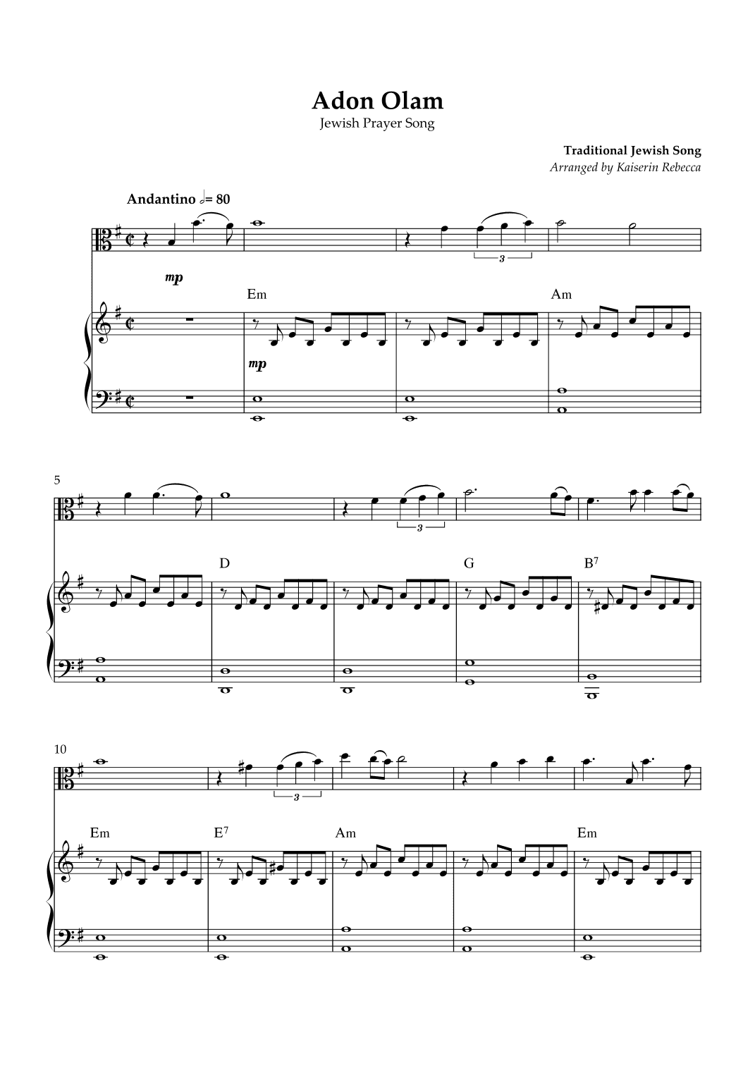 Adon Olam (Eternal Master) (arr. Kaiserin Rebecca)