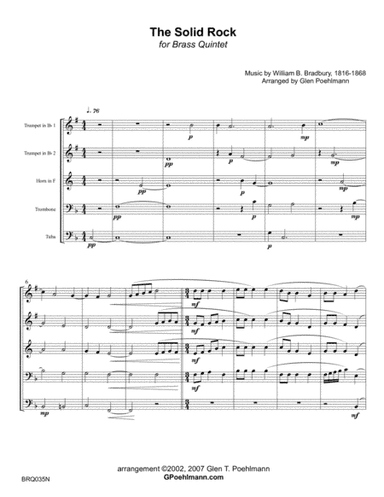 THE SOLID ROCK (My Hope is Built) for BRASS QUINTET (arr. Glen Poehlmann)