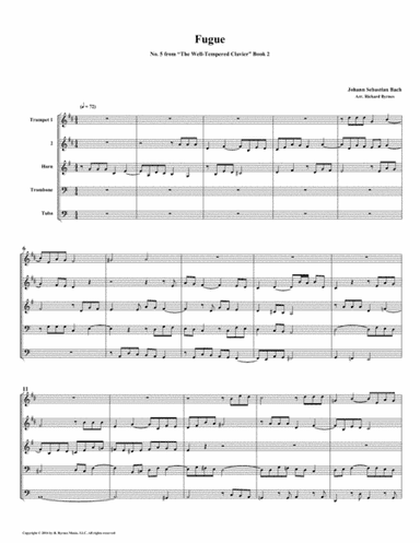 Fugue 05 from Well-Tempered Clavier, Book 2 (Brass Quintet) (arr. Richard Byrnes)