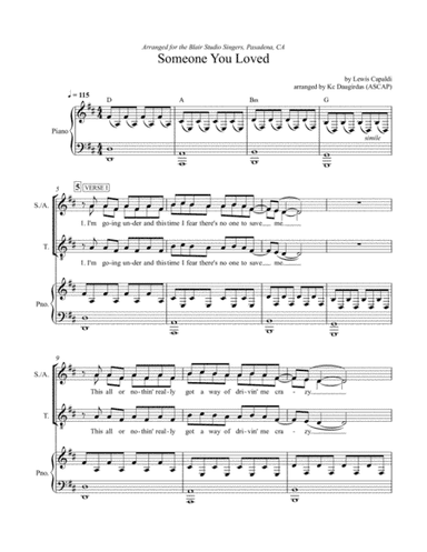 Someone You Loved (arr. Kc Daugirdas (ASCAP))