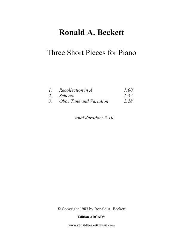 Three Short Pieces for Piano