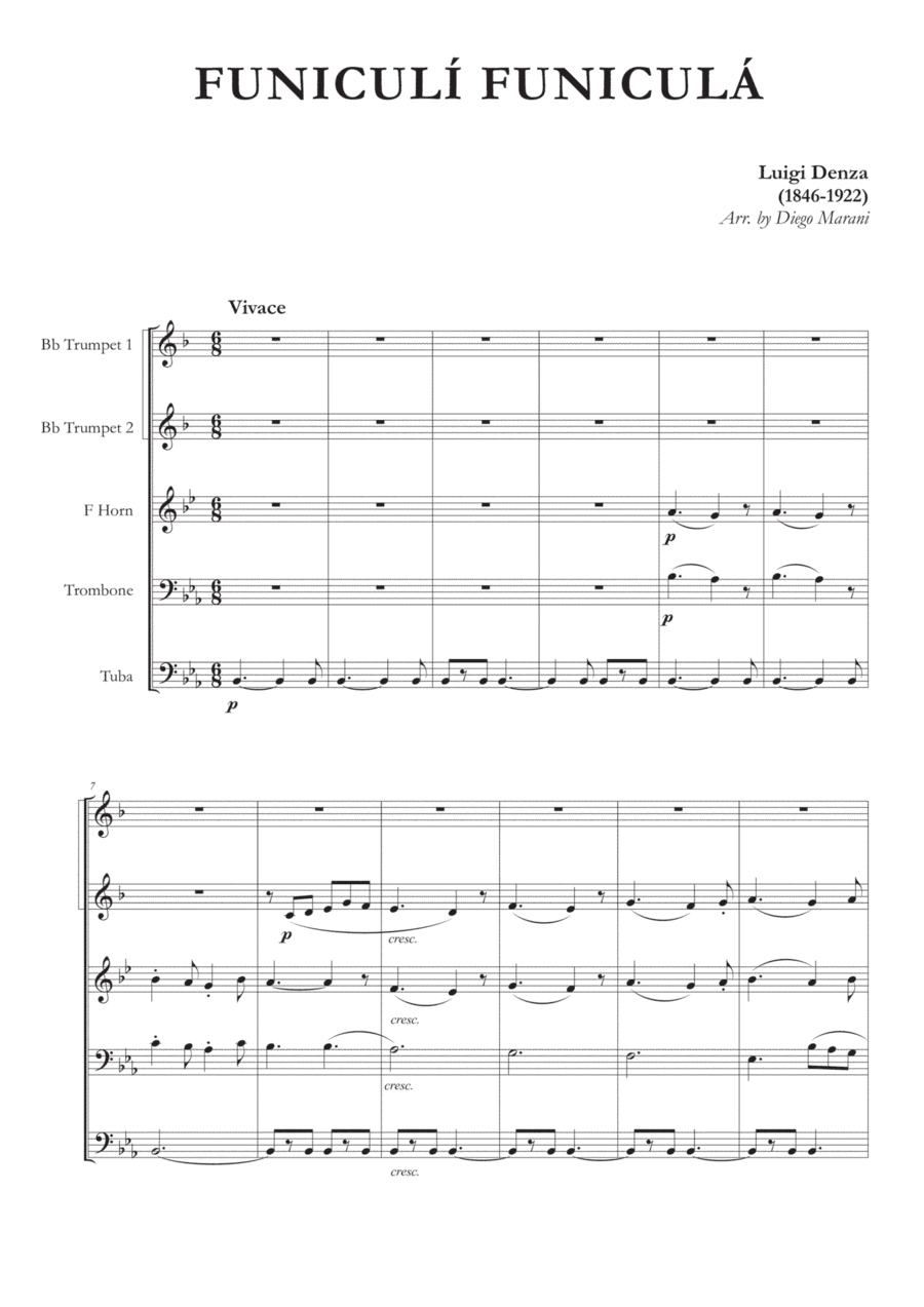 Funiculì Funiculà for Brass Quintet (arr. Diego Marani)