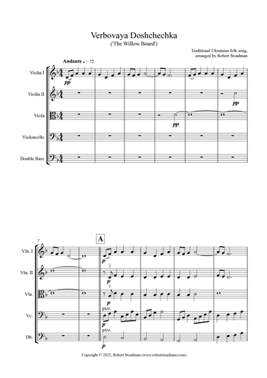 Verbovaya Doshchechka ('The Willow Board') - Ukrainian Folk Song - String Orchestra (arr. Robert Steadman)