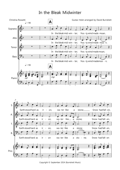 In the Bleak Midwinter for Choir (SATB) and Optional Piano (arr. David Burndrett)