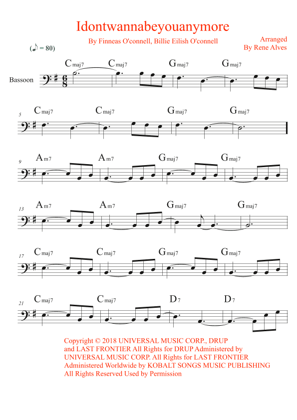 Idontwannabeyouanymore (arr. By Rene Alves)