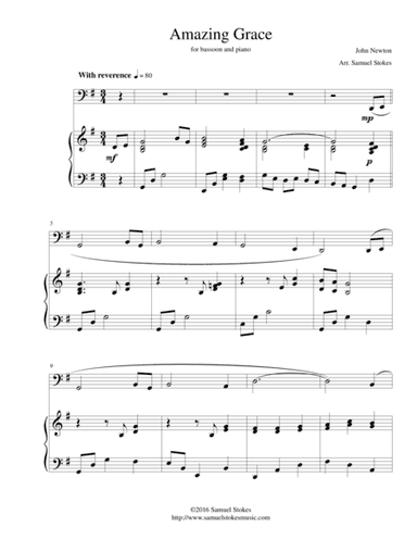Amazing Grace - for bassoon and piano (arr. Samuel Stokes)