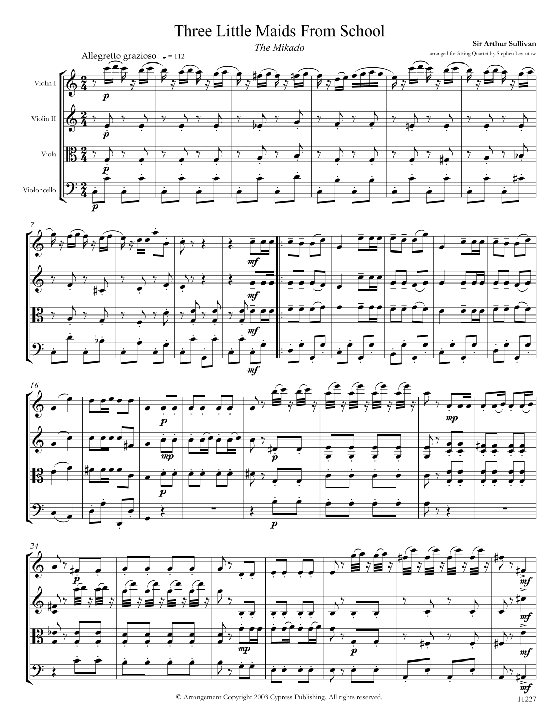 Three Little Maids from School (arr. Stephen Levintow)