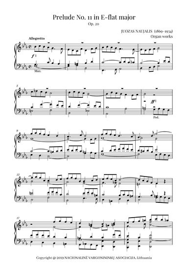 Prelude No. 11 in E-flat major, Op. 20 by Juozas Naujalis (1869–1934)
