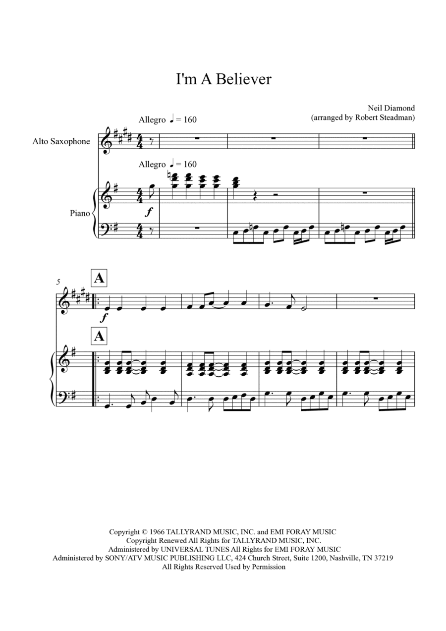 I'm A Believer (arr. Robert Steadman)