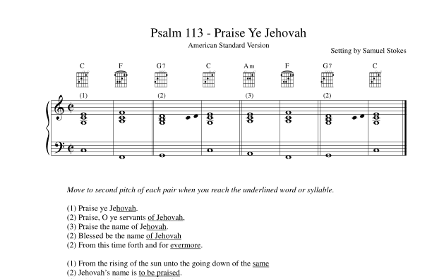 Psalm 113 ASV for cantor and accompaniment instrument
