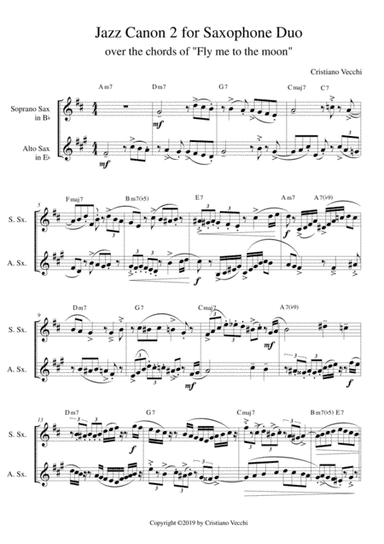 Jazz Canon 2 for Saxophone Duo