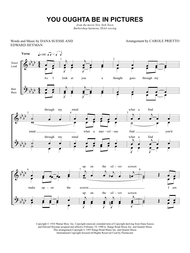 You Oughta Be In Pictures (arr. CAROLE PRIETTO)