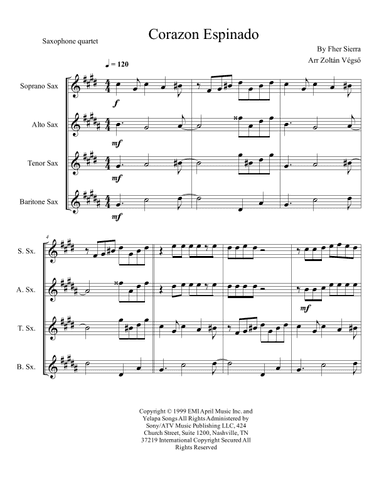 Corazon Espinado (arr. Zoltan Vegso)