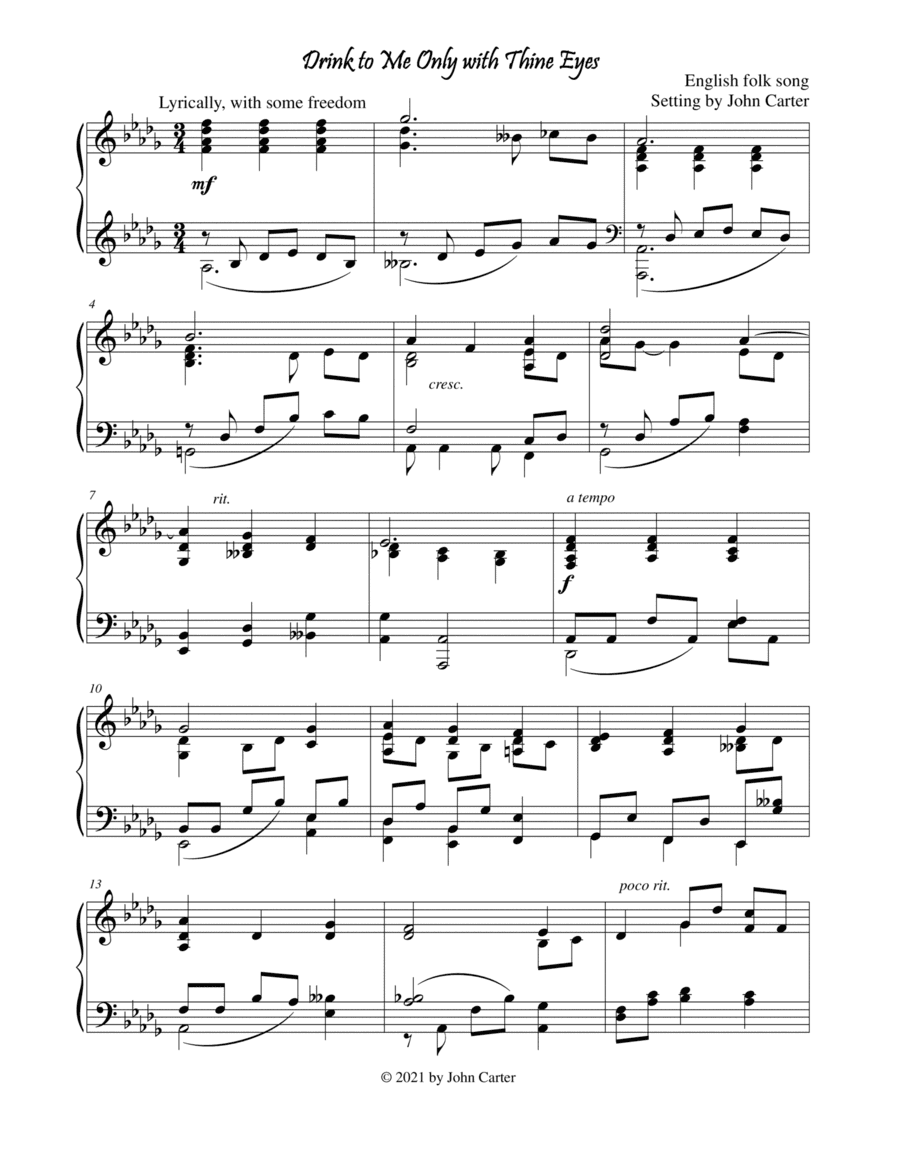 Drink to Me Only with Thine Eyes (arr. John Carter)