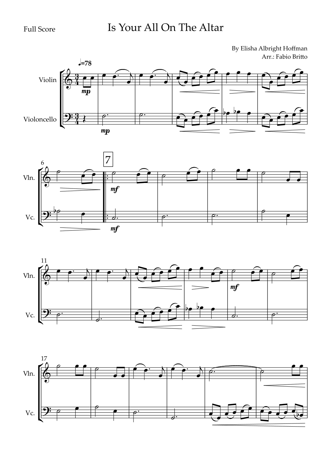 Is Your All On The Altar? (arr. Fabio Britto)
