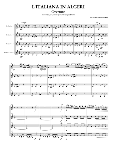 Overture from "L'italiana in Algeri" for Clarinet Quartet (arr. Diego Marani)