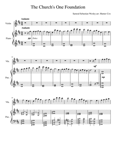The Church's One Foundation, for Violin and Piano (arr. Hunter Cox)