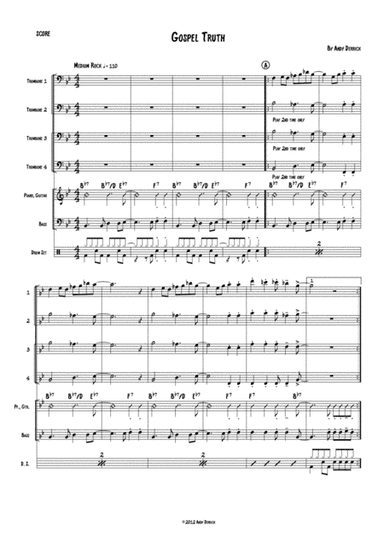 Gospel Truth for jazz trombone quartet and rhythm section