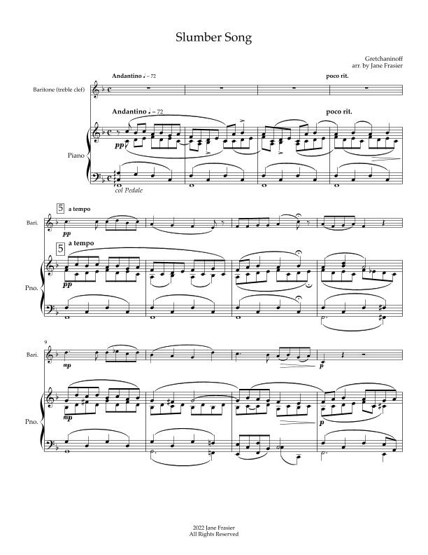 Slumber Song (arr. Jane Frasier)
