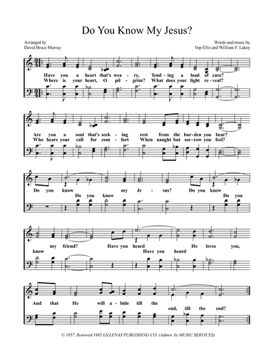 Do You Know My Jesus? (arr. David Bruce Murray)