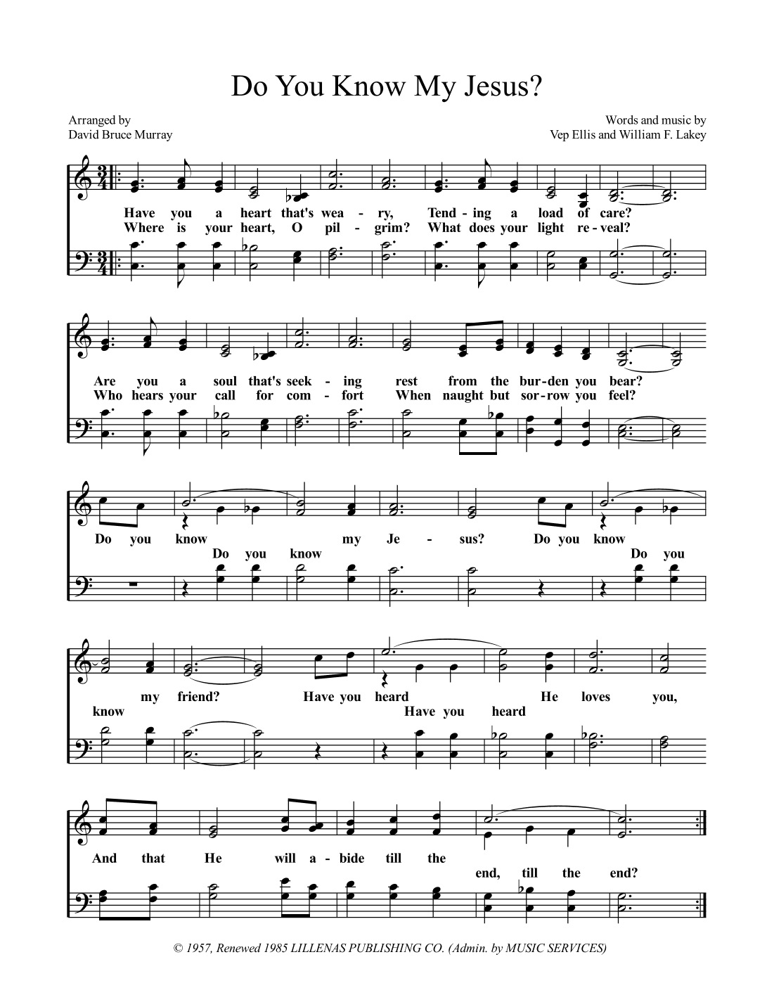 Do You Know My Jesus? (arr. David Bruce Murray)