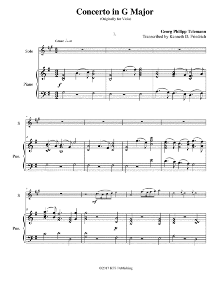 Telemann Viola Concerto in G (arr. Kenneth D. Friedrich)