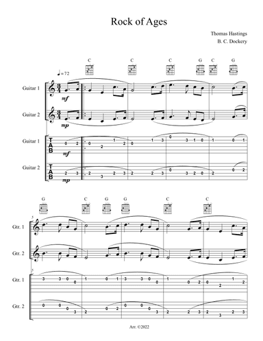Rock of Ages (Guitar Duet or Trio with TAB) (arr. B. C. Dockery)