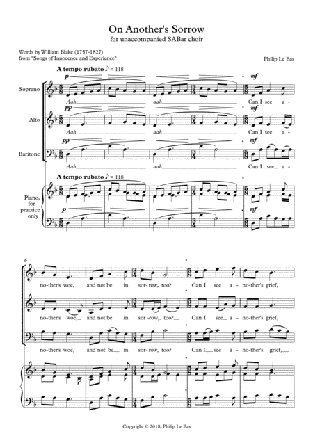 On Another's Sorrow (for SABar choir)