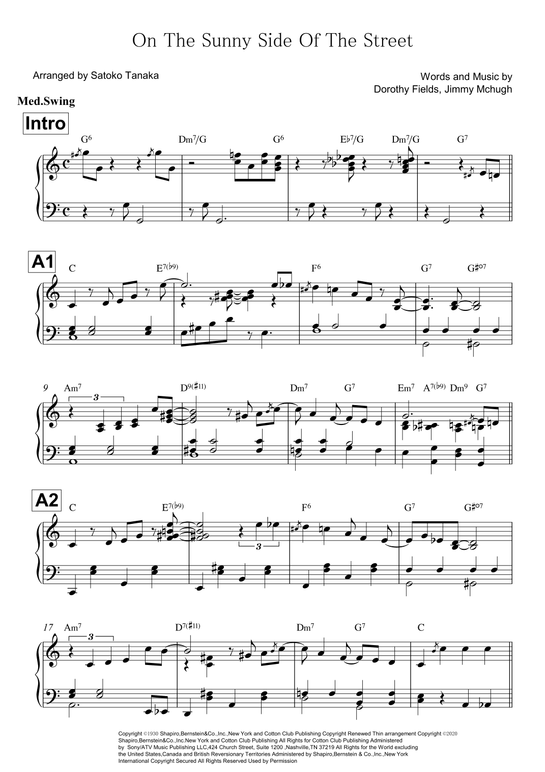 On The Sunny Side Of The Street (arr. Satoko Tanaka)