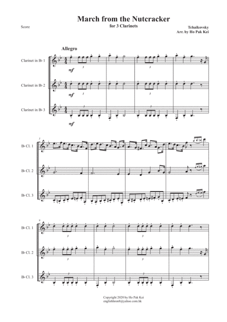 March from the Nutcracker for 3 Clarinet (arr. Ho Pak Kei)