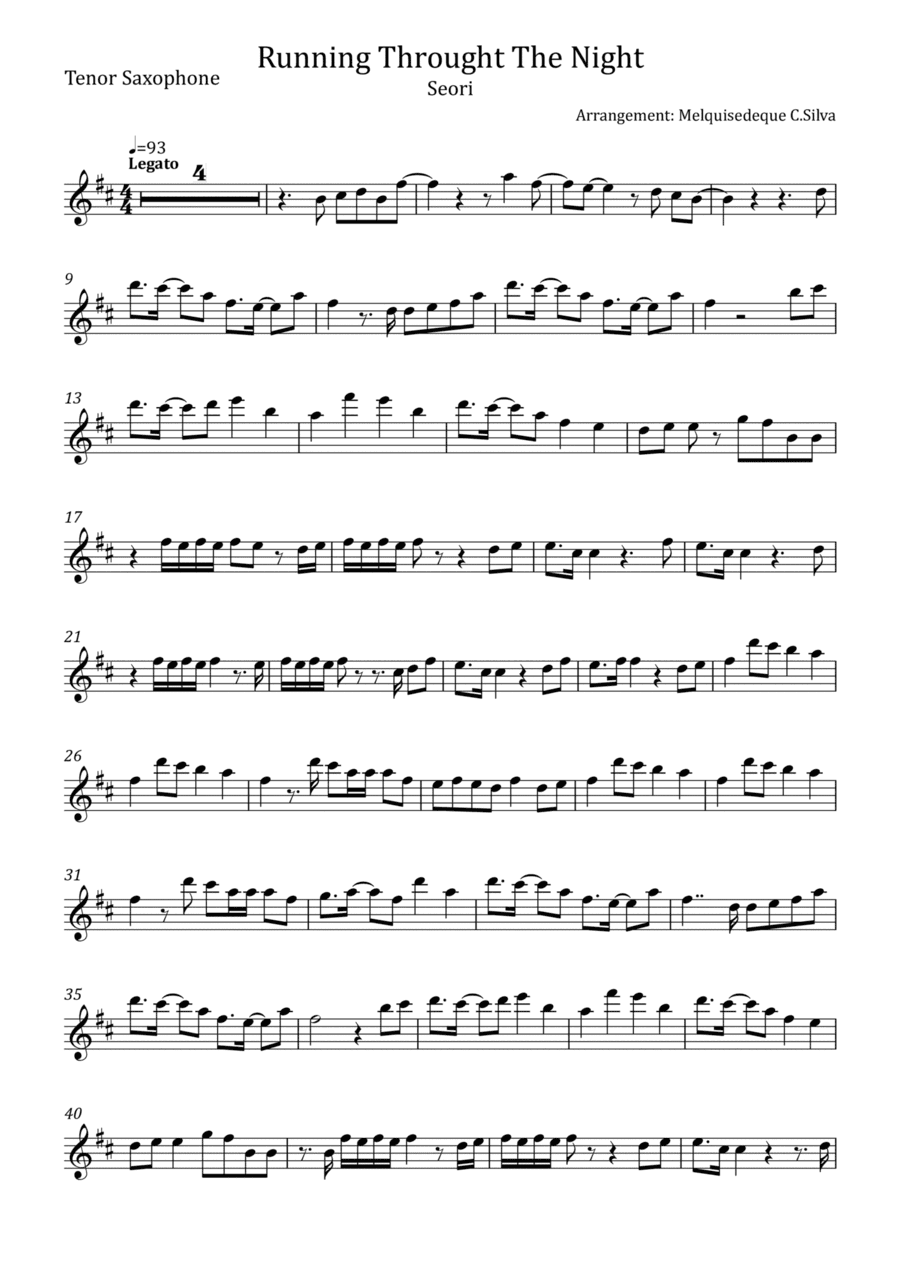 Running Through The Night (arr. Melquisedeque C.Silva)
