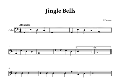 Jinglle Bells - Cello in C (arr. Yuri Noronha)