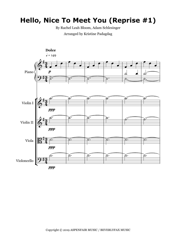 Hello, Nice To Meet You (reprise #1) - Score Only (arr. Kristine Padagdag)
