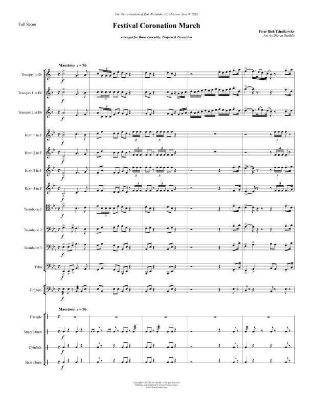 Festival Coronation March for Brass Ensemble, Timpani and Percussion (arr. Steven Gamble)