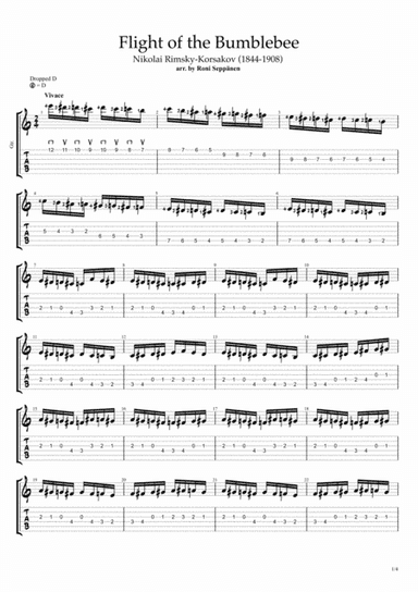 Flight of the Bumblebee for Flatpicking Guitar / Electric Guitar (arr. Roni Seppänen)