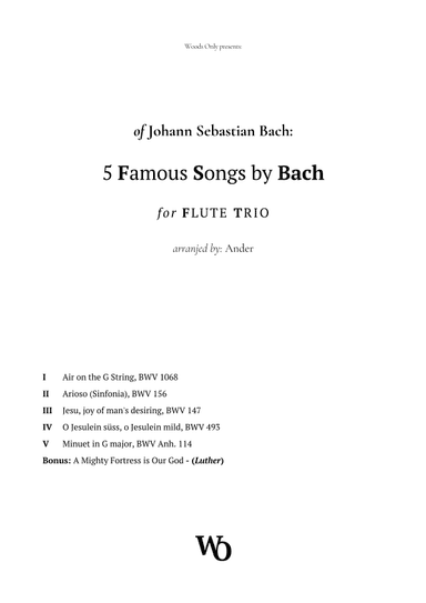 5 Famous Songs by Bach for Flute Trio (arr. Ander)