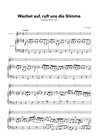 Wachet auf, ruft uns die Stimme (for French Horn and Piano) (arr. Cadenza Editions)