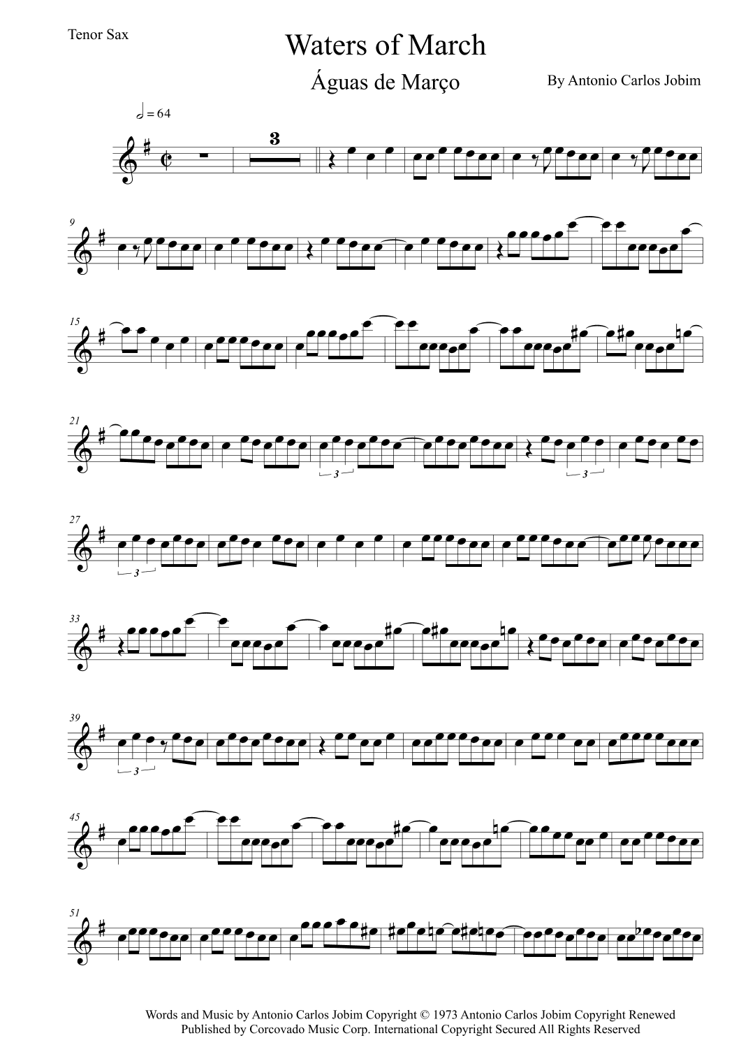 Águas De Março (waters Of March) (arr. Leo Silva)