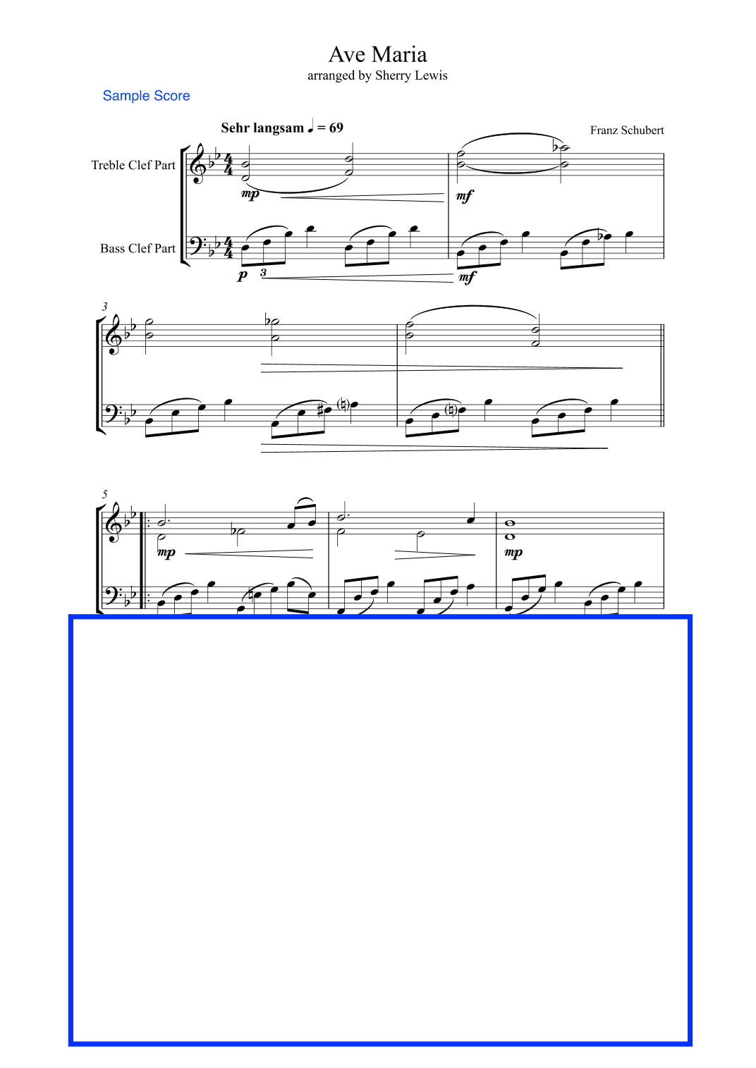 AVE MARIA - Schubert, Duo, Intermediate Level for String Duo, Woodwind Duo, any combination of a tre (arr. Sherry Lewis)