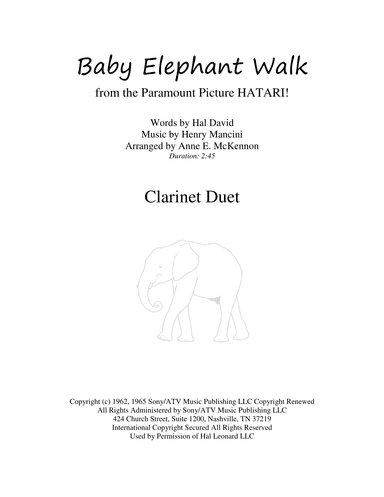 Baby Elephant Walk from the Paramount Picture HATARI! (arr. Anne E. McKennon)