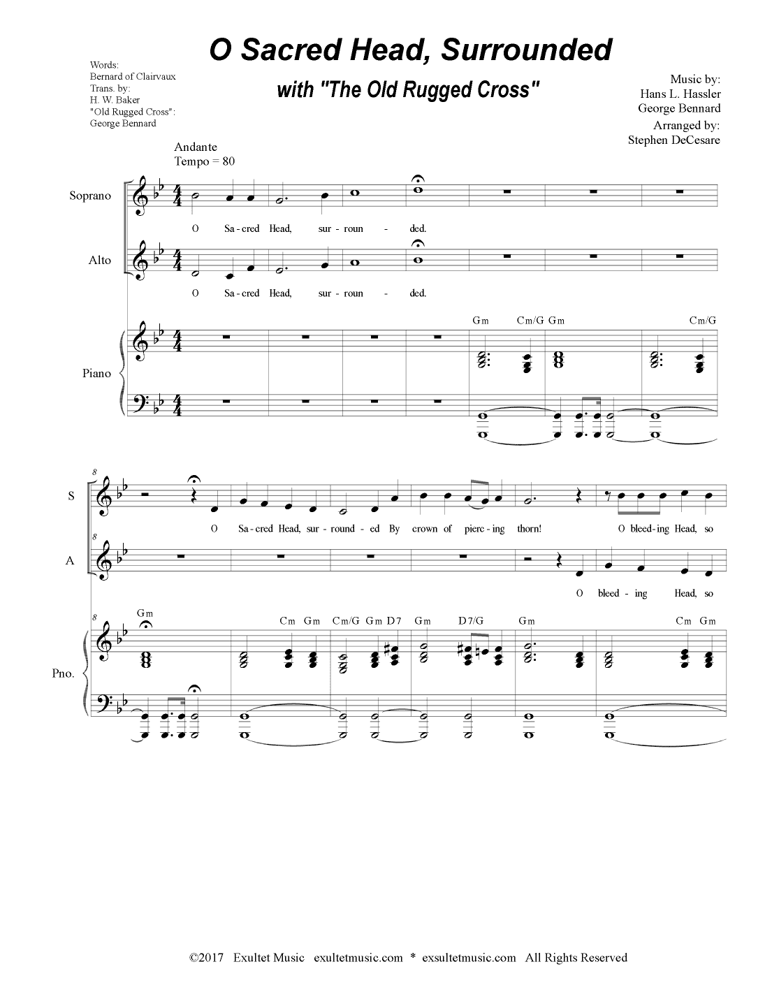 O Sacred Head, Surrounded (with "The Old Rugged Cross") (2-part choir - (SA) (arr. Stephen DeCesare)