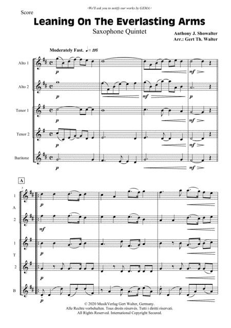 Leaning On The Everlasting Arms (arr. Gert Th. Walter)