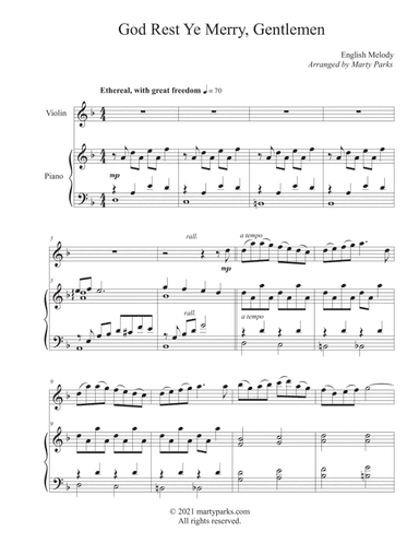 God Rest Ye Merry, Gentlemen (Violin-Piano) (arr. Marty Parks)