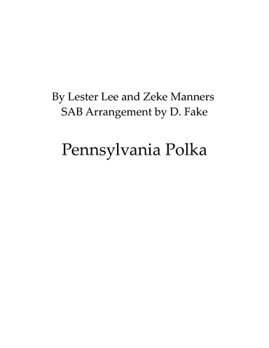 Pennsylvania Polka (arr. D. Fake)