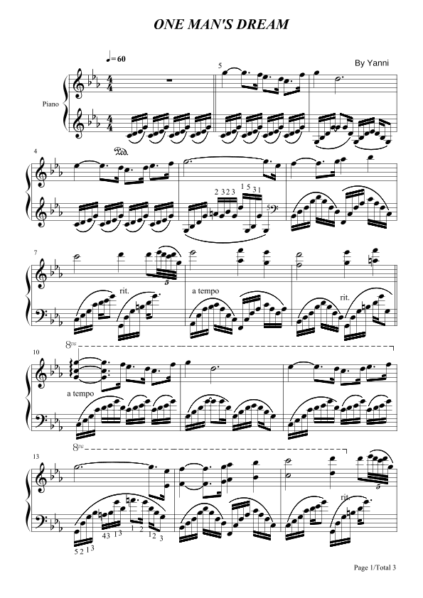 One Man's Dream (arr. poon)