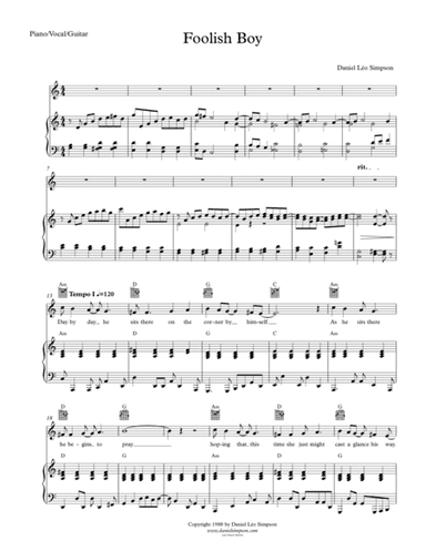 Foolish Boy (Piano/Vocal/Guitar)